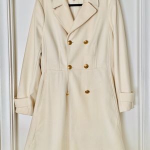 Ivory Fit Flare Wool Coat 